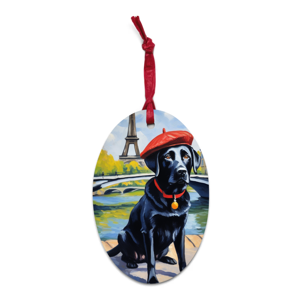 PugMug Custom Black Labrador Retriever Wooden Ornament