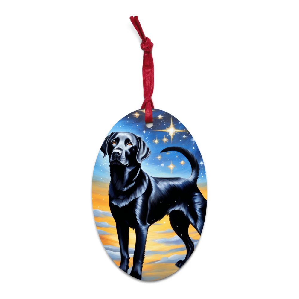 PugMug Custom Black Labrador Retriever Wooden Ornament