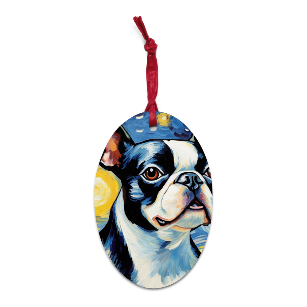 PugMug Custom Boston Terrier Wooden Ornament