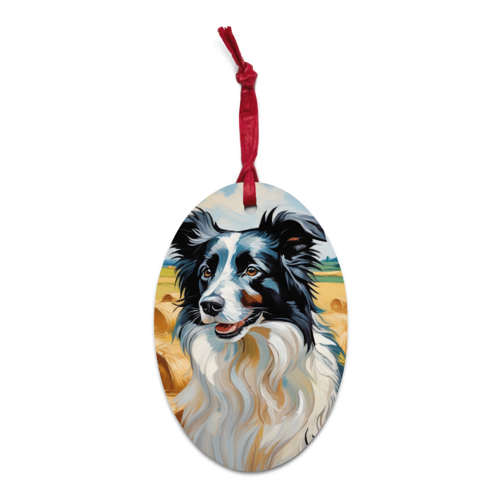 PugMug Custom Border Collie Wooden Ornament