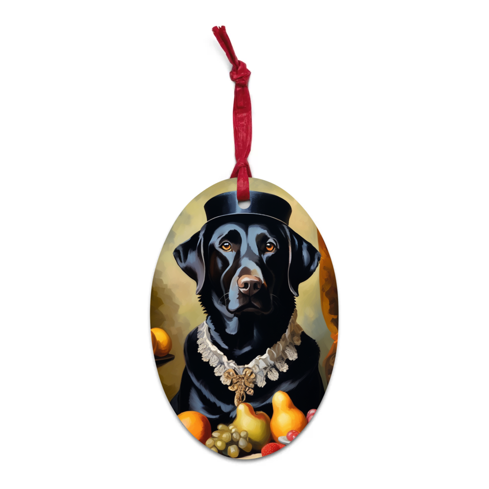 PugMug Custom Black Labrador Retriever Wooden Ornament