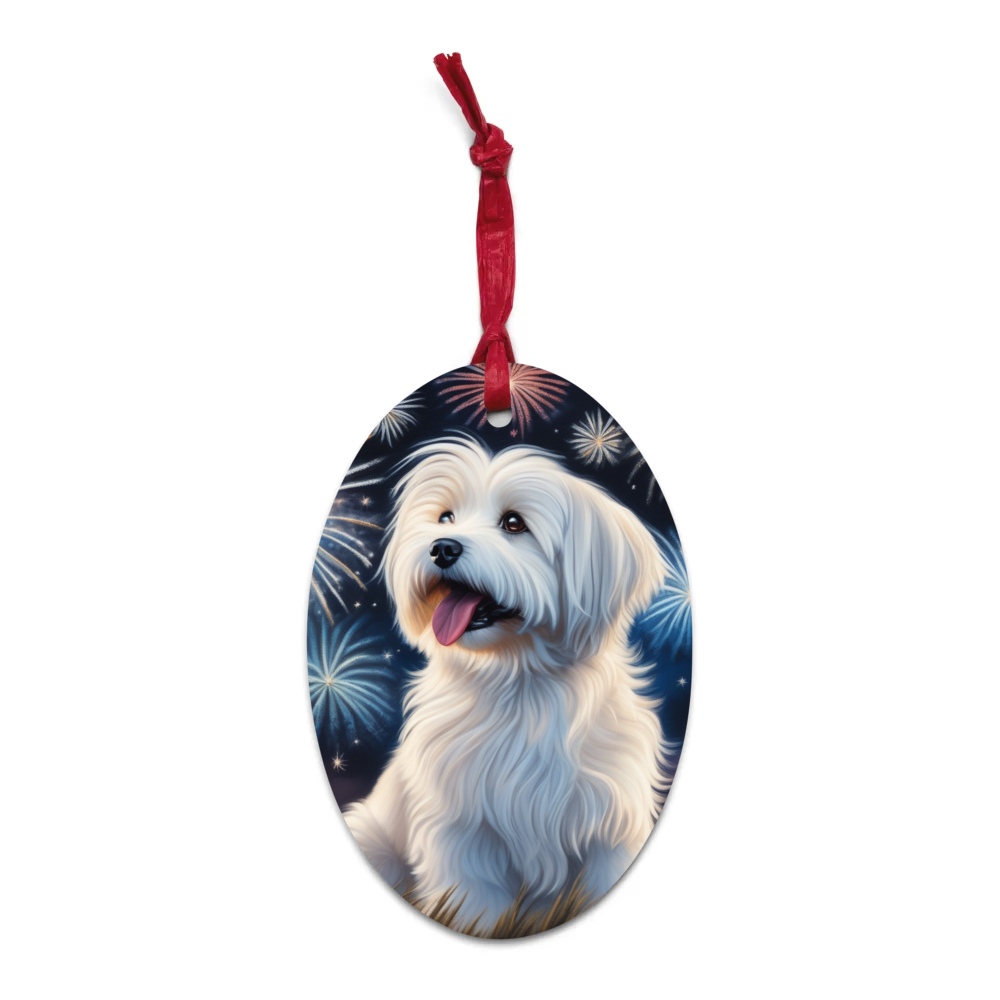 PugMug Custom White Havanese Dog Wooden Ornament