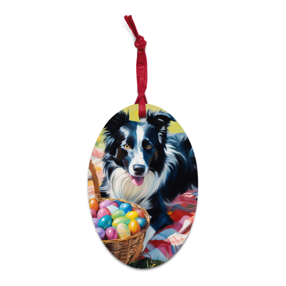 PugMug Custom Border Collie Wooden Ornament