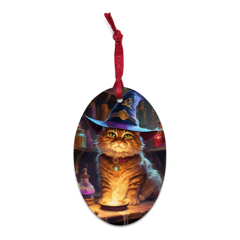 PugMug Custom Tabby Exotic Cat Wooden Ornament