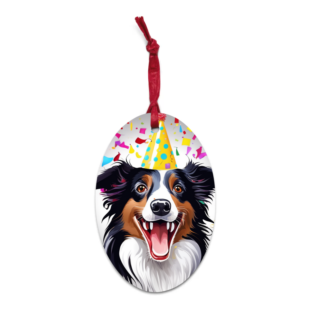 PugMug Custom Border Collie Wooden Ornament