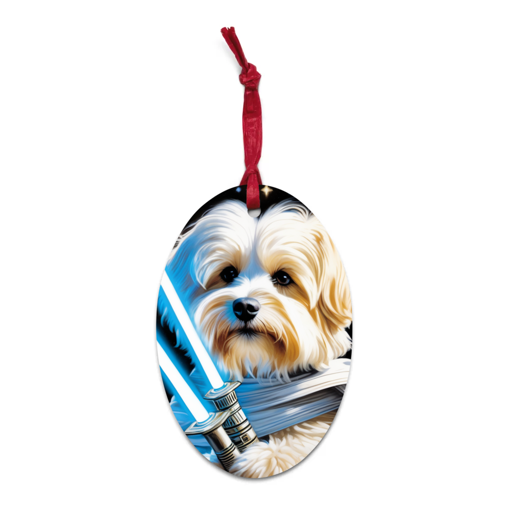 PugMug Custom White Havanese Dog Wooden Ornament