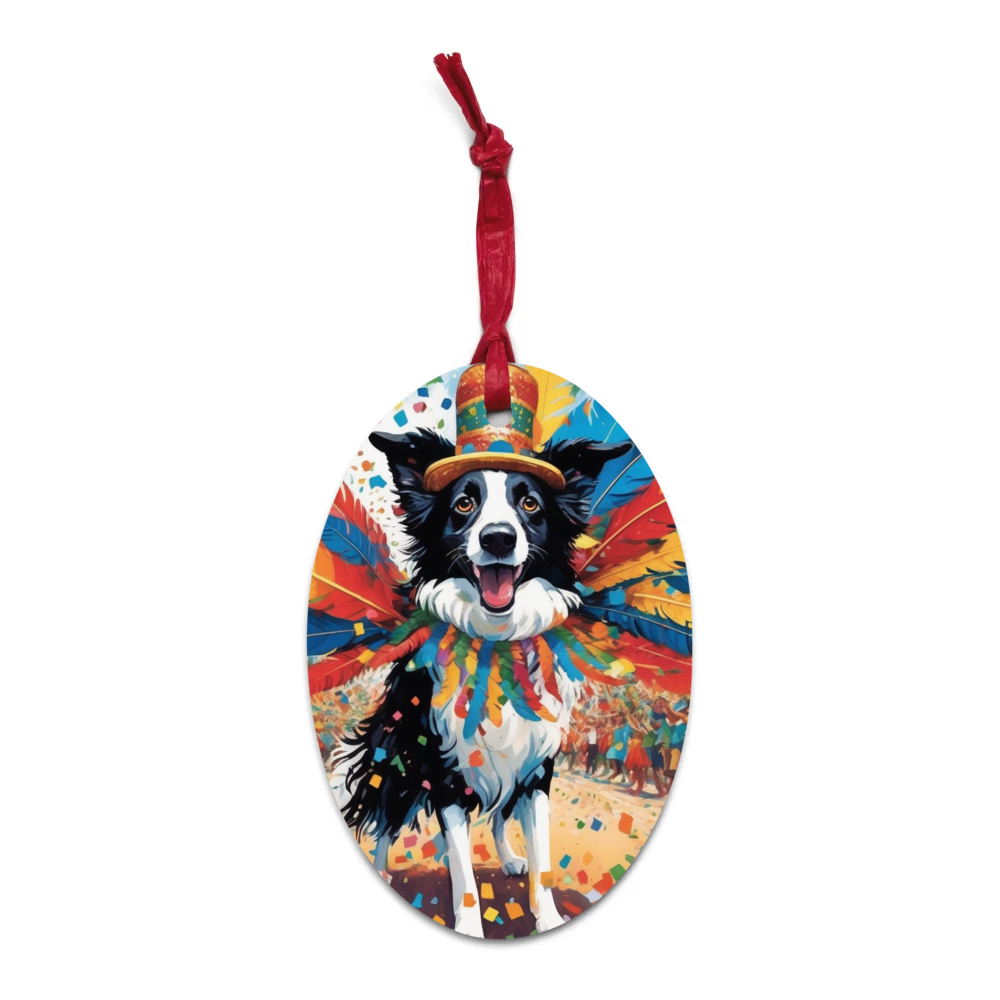 PugMug Custom Border Collie Wooden Ornament