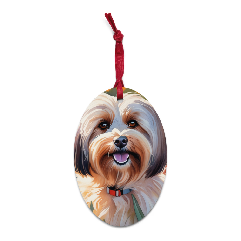 PugMug Custom Tan Havanese Dog Wooden Ornament