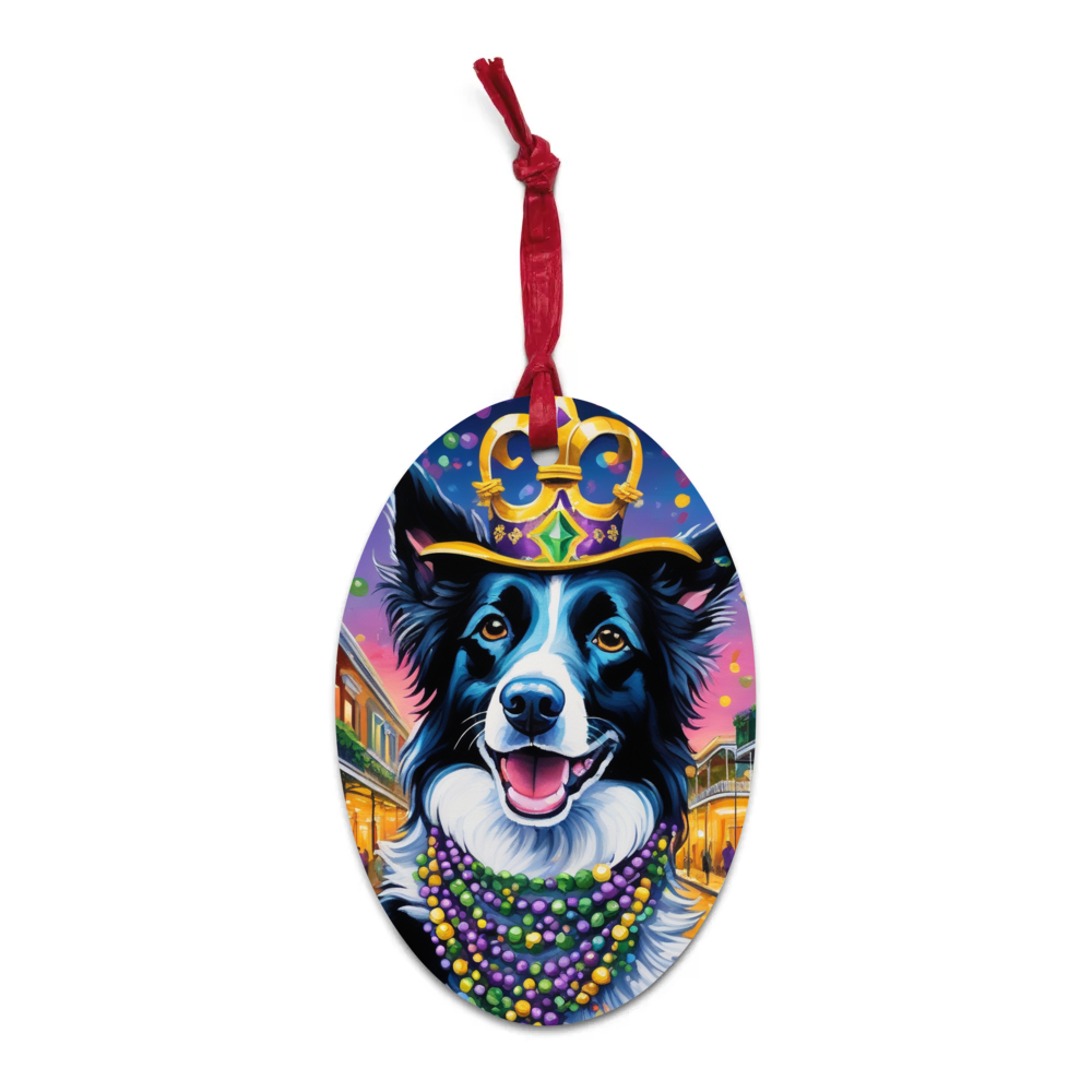 PugMug Custom Border Collie Wooden Ornament