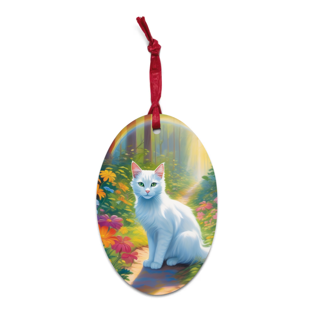 PugMug Custom White Companion Cat Wooden Ornament
