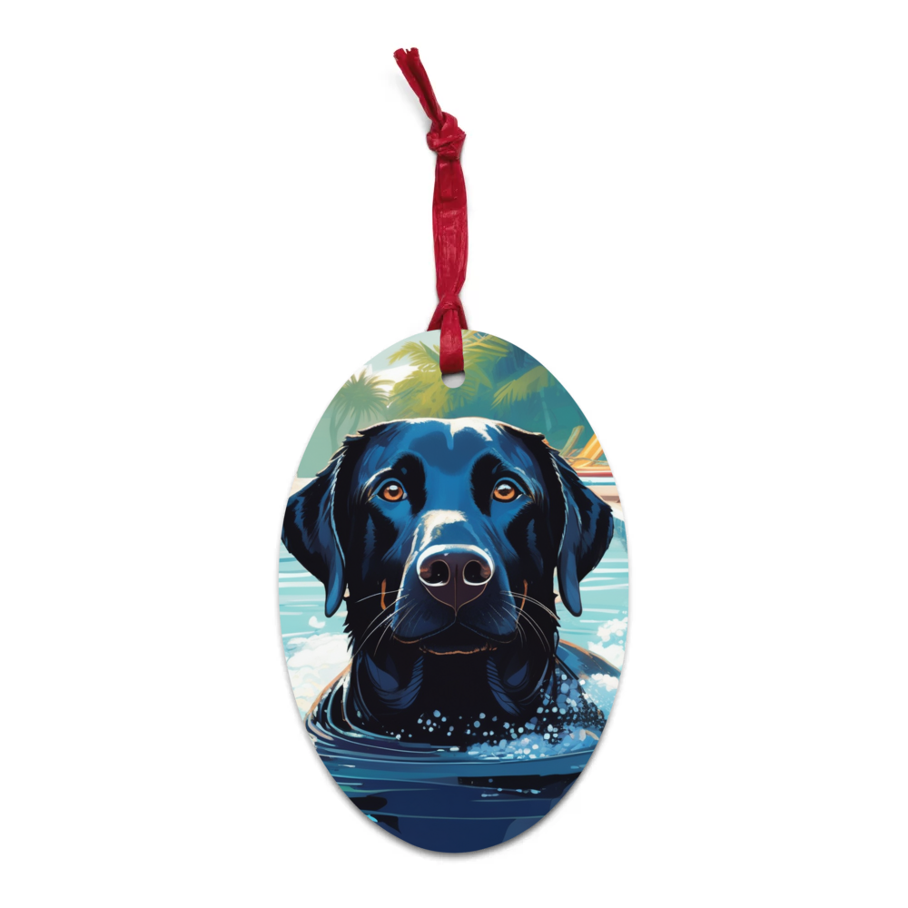 PugMug Custom Black Labrador Retriever Wooden Ornament