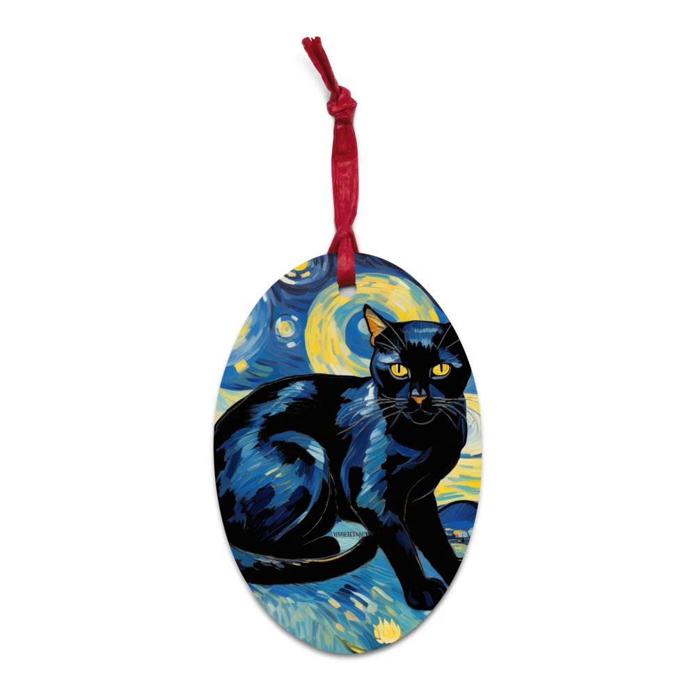 PugMug Custom Black Exotic Cat Wooden Ornament