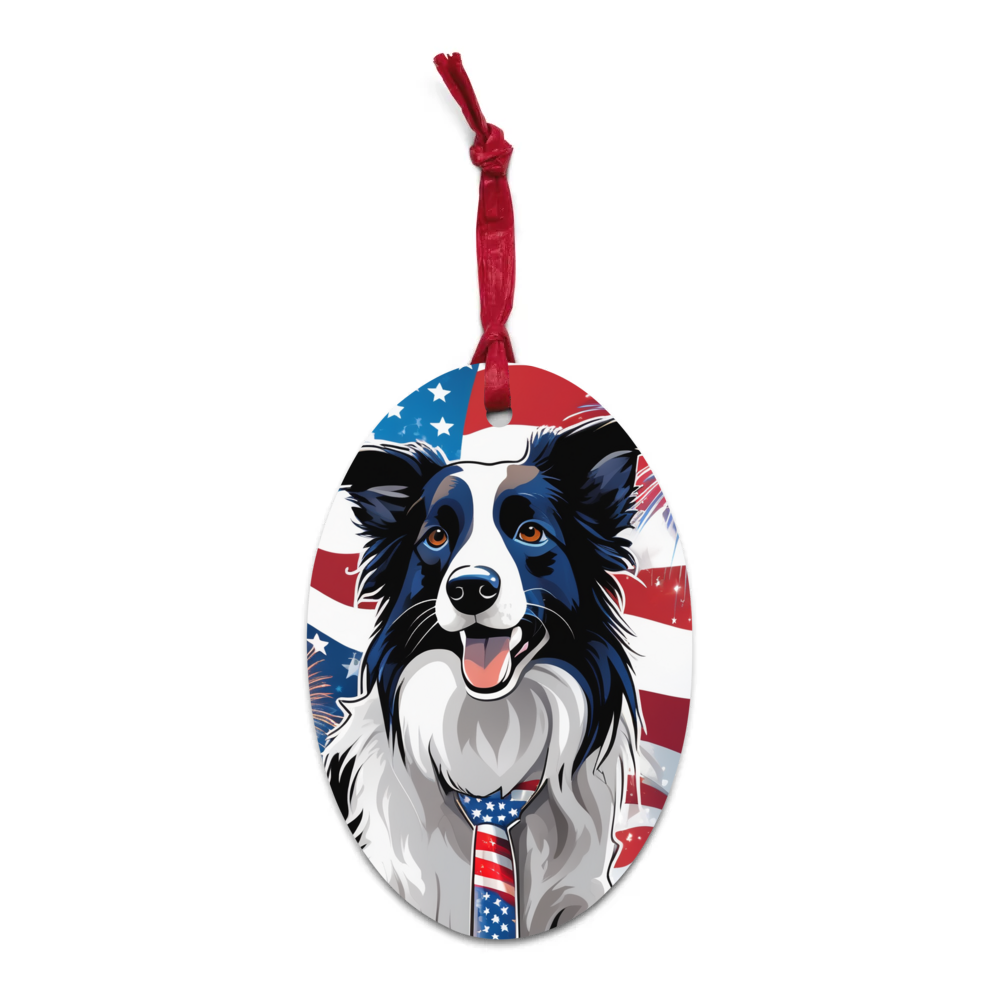 PugMug Custom Border Collie Wooden Ornament