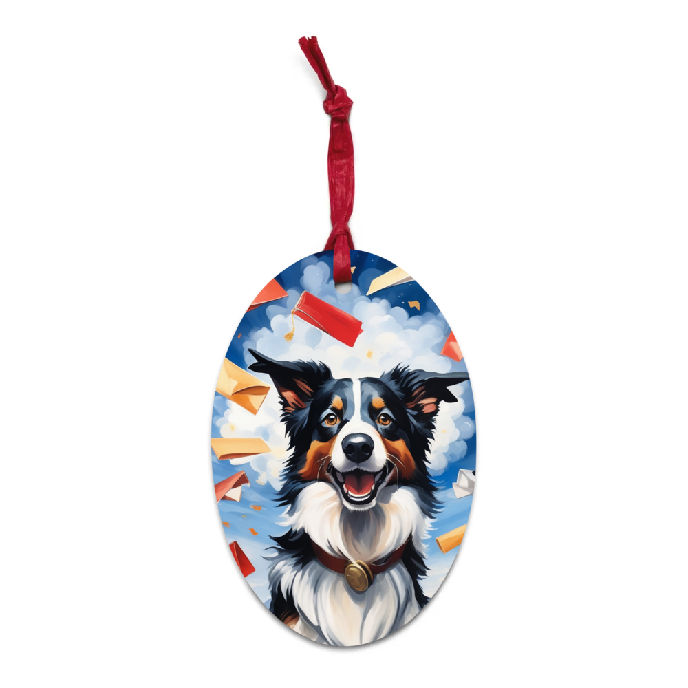 PugMug Custom Border Collie Wooden Ornament