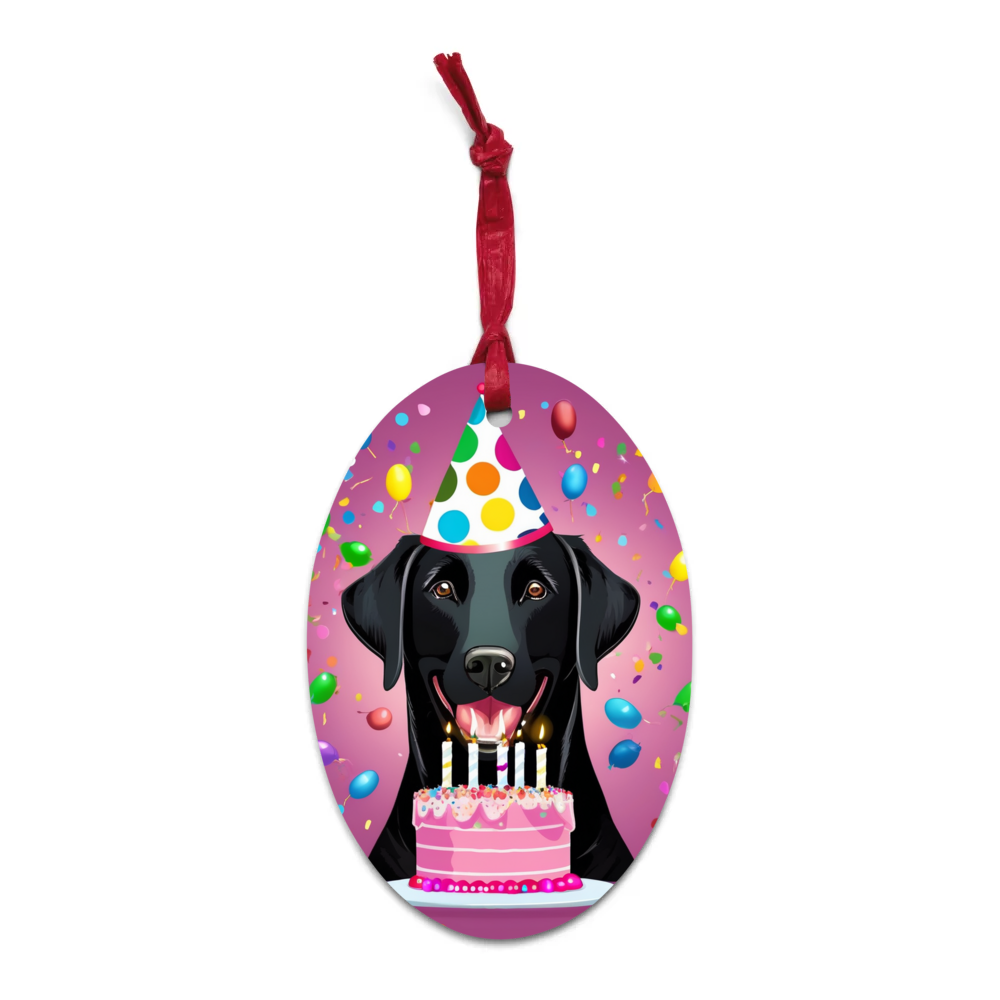 PugMug Custom Black Labrador Retriever Wooden Ornament