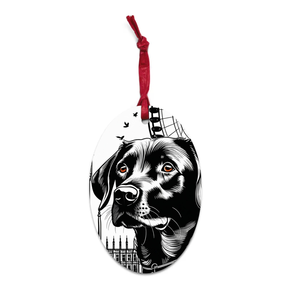 PugMug Custom Black Labrador Retriever Wooden Ornament