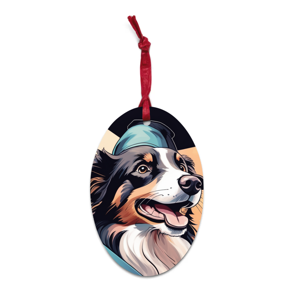 PugMug Custom Border Collie Wooden Ornament