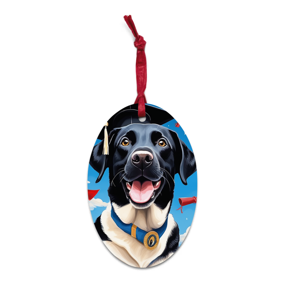 PugMug Custom Black Labrador Retriever Wooden Ornament