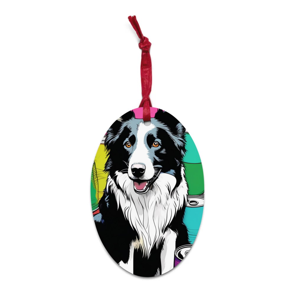 PugMug Custom Border Collie Wooden Ornament