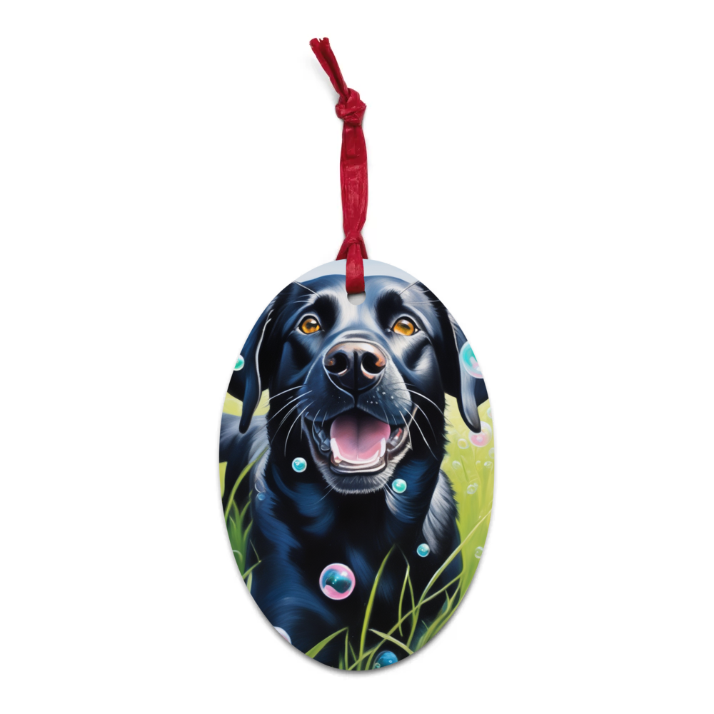 PugMug Custom Black Labrador Retriever Wooden Ornament