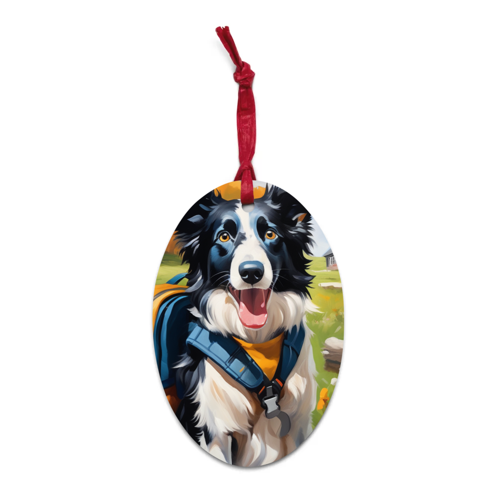 PugMug Custom Border Collie Wooden Ornament