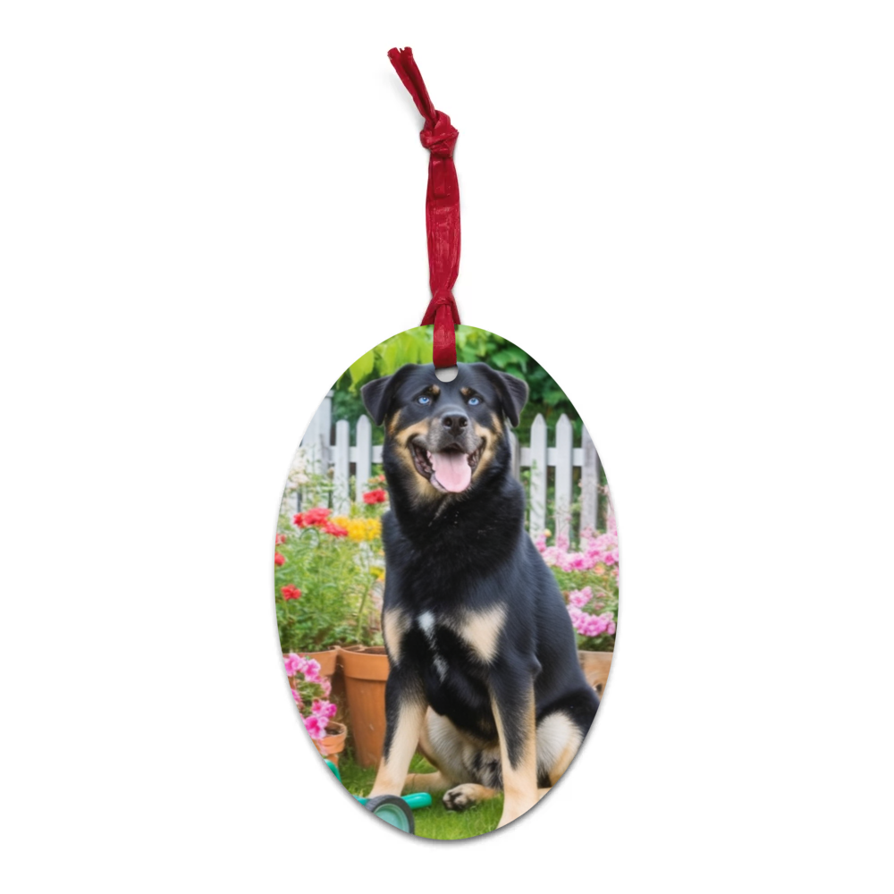 PugMug Custom Blue Wooden Ornament