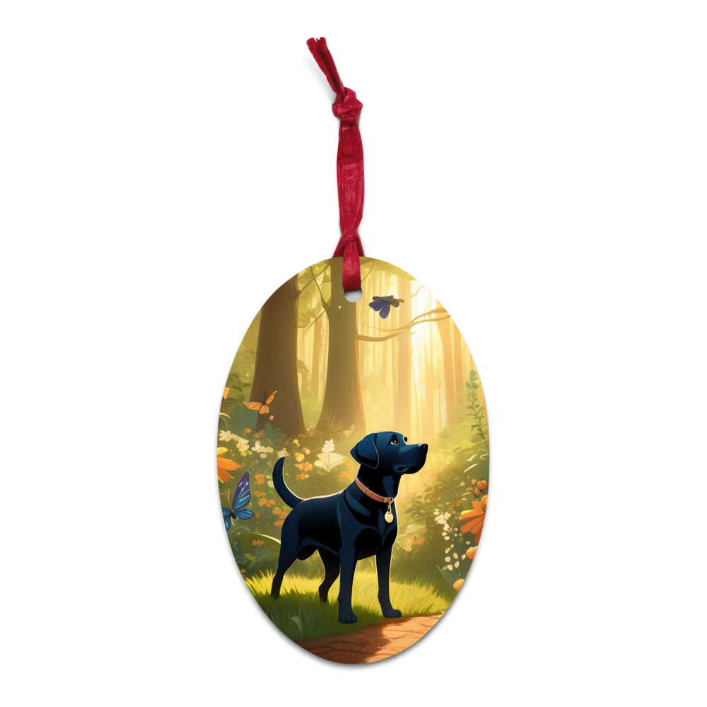 PugMug Custom Black Labrador Retriever Wooden Ornament