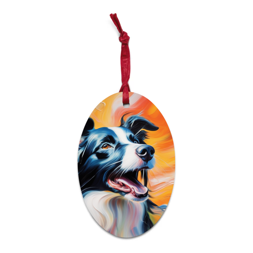PugMug Custom Border Collie Wooden Ornament