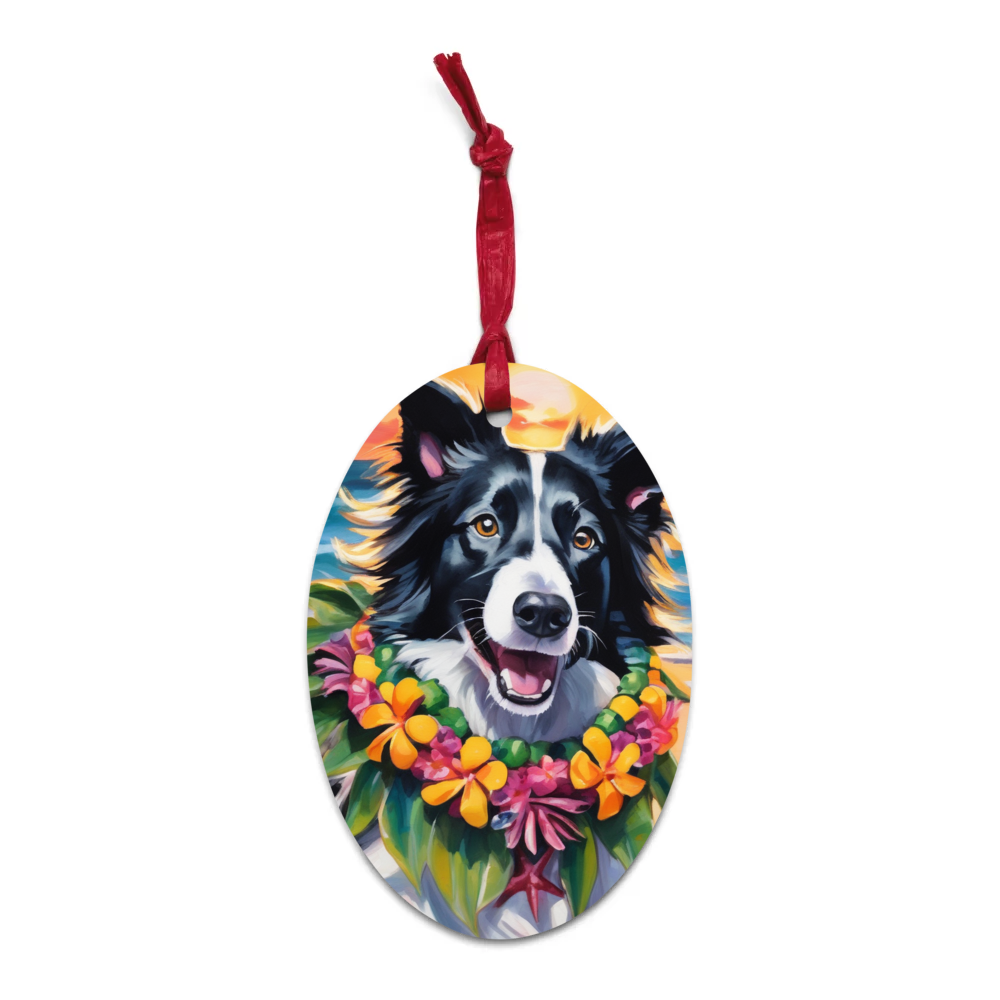 PugMug Custom Border Collie Wooden Ornament