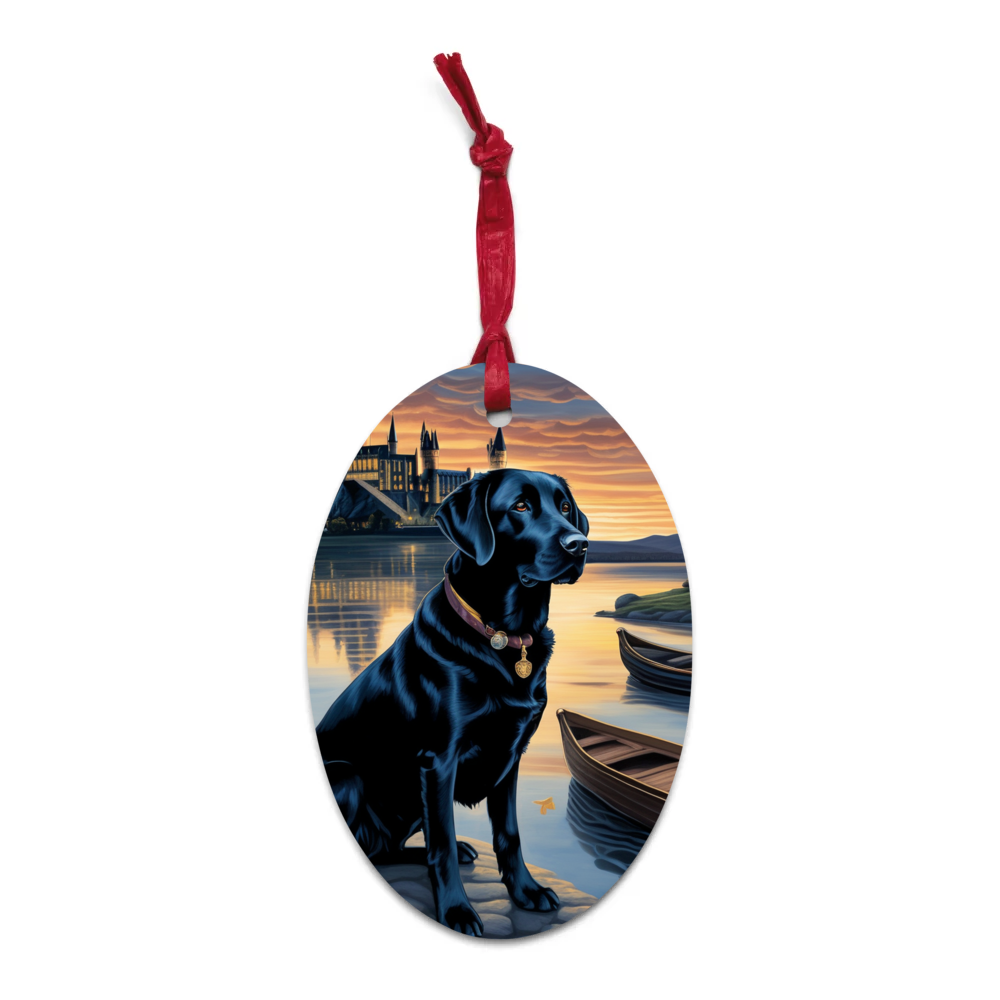 PugMug Custom Black Labrador Retriever Wooden Ornament