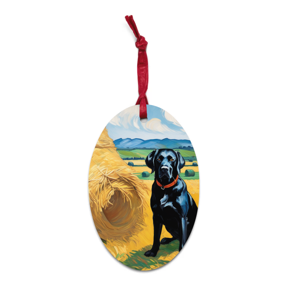 PugMug Custom Black Labrador Retriever Wooden Ornament