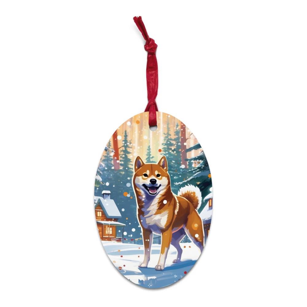 PugMug Custom Shiba Inu Wooden Ornament