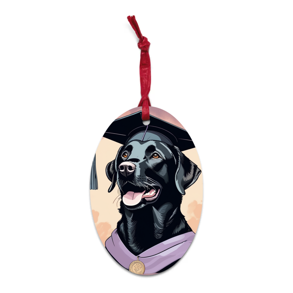 PugMug Custom Black Labrador Retriever Wooden Ornament
