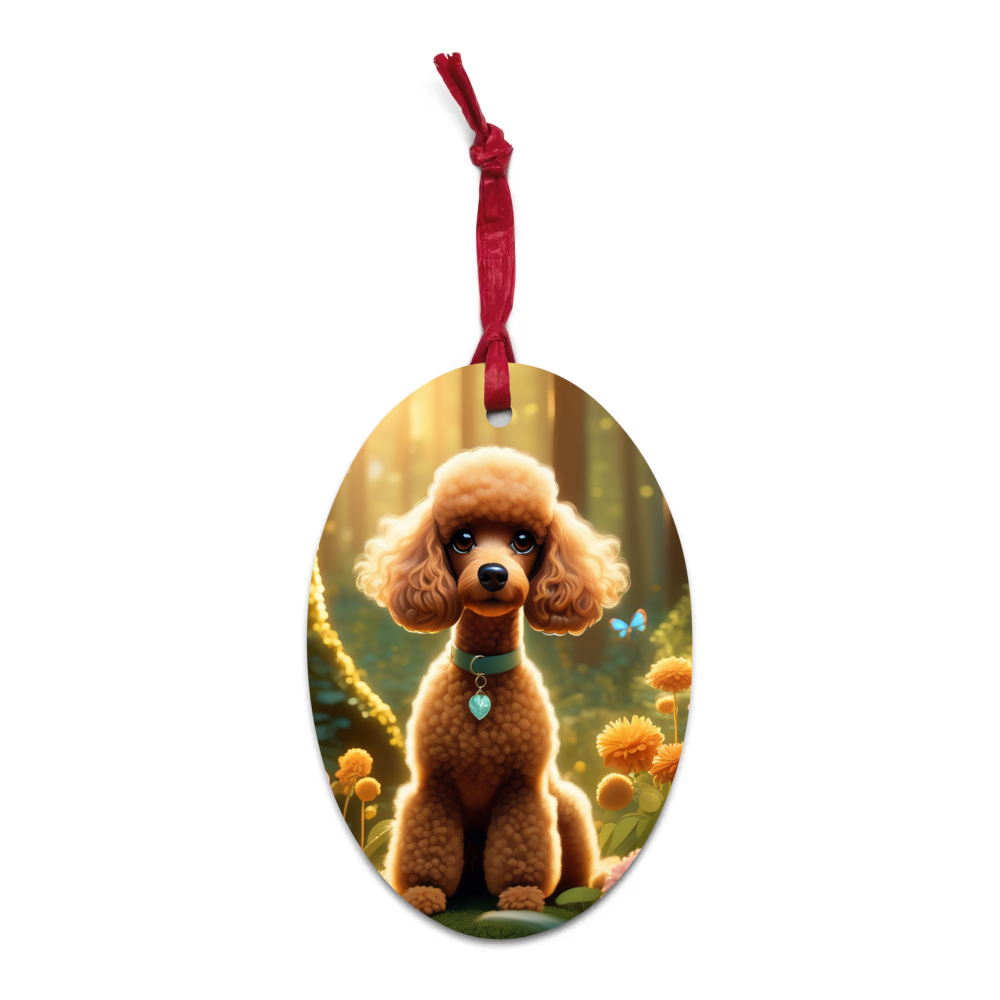 PugMug Custom Tan Poodle Wooden Ornament