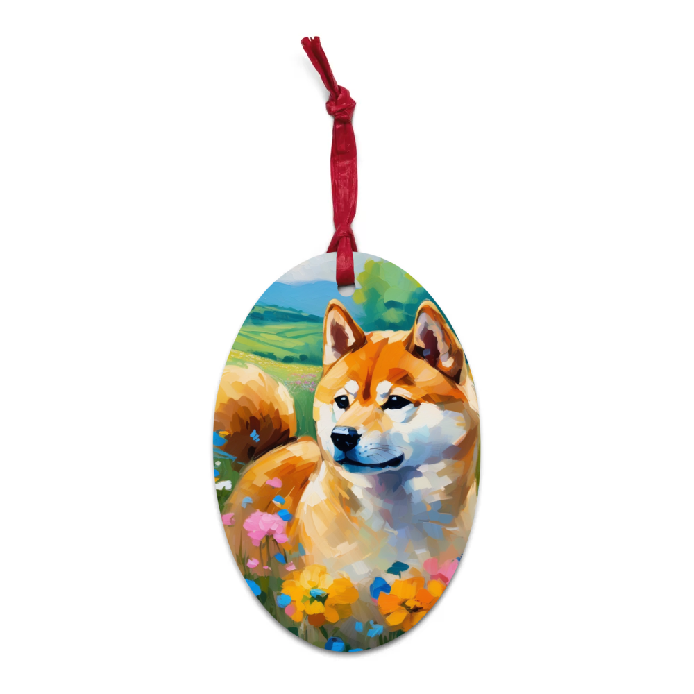 PugMug Custom Shiba Inu Wooden Ornament