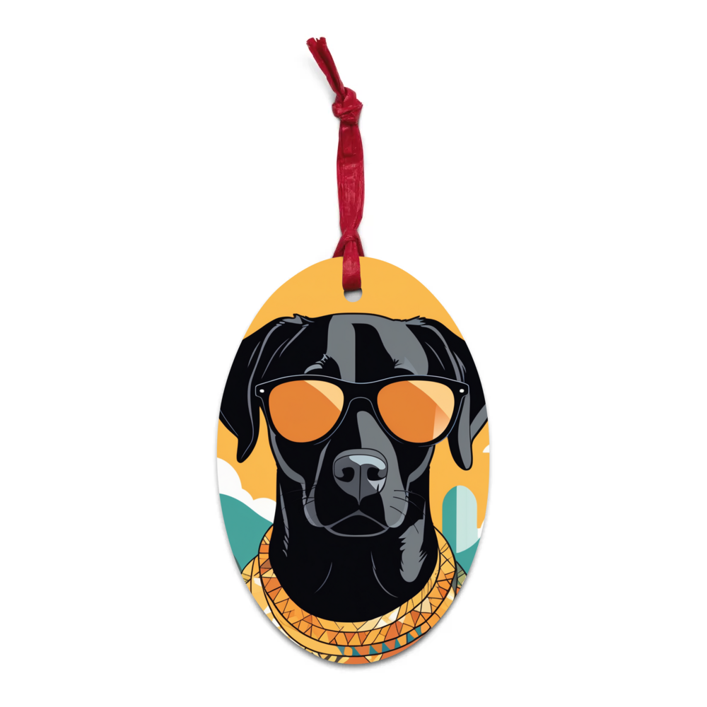 PugMug Custom Black Labrador Retriever Wooden Ornament