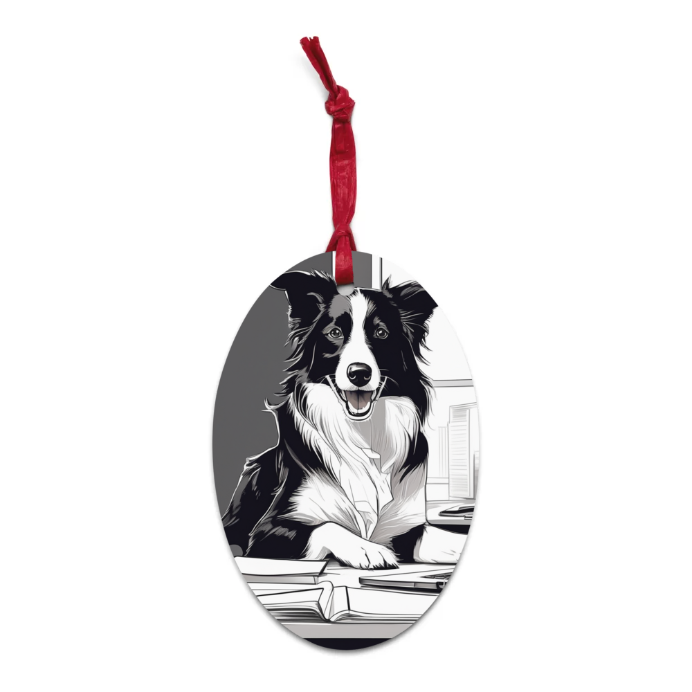 PugMug Custom Border Collie Wooden Ornament