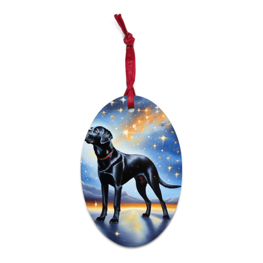 PugMug Custom Black Labrador Retriever Wooden Ornament