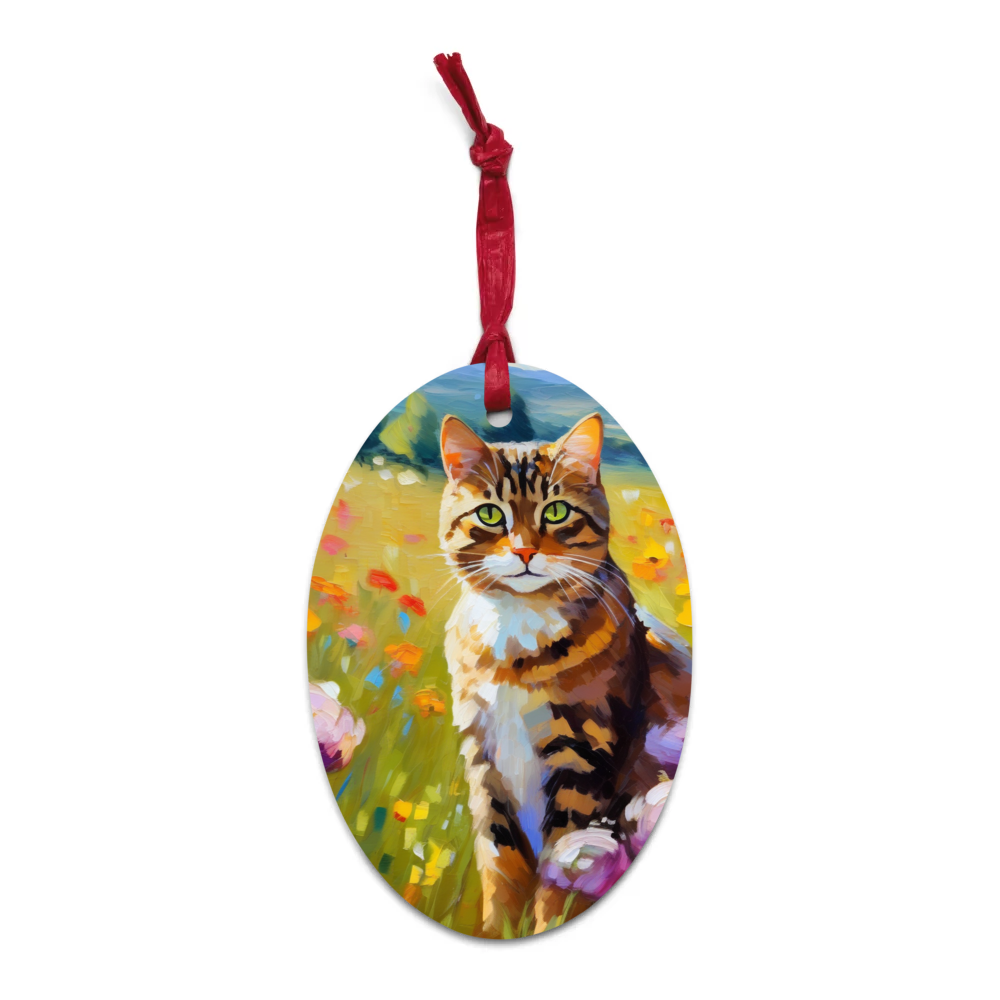 PugMug Custom Tabby Companion Cat Wooden Ornament