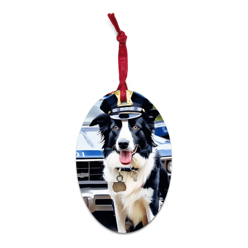 PugMug Custom Border Collie Wooden Ornament