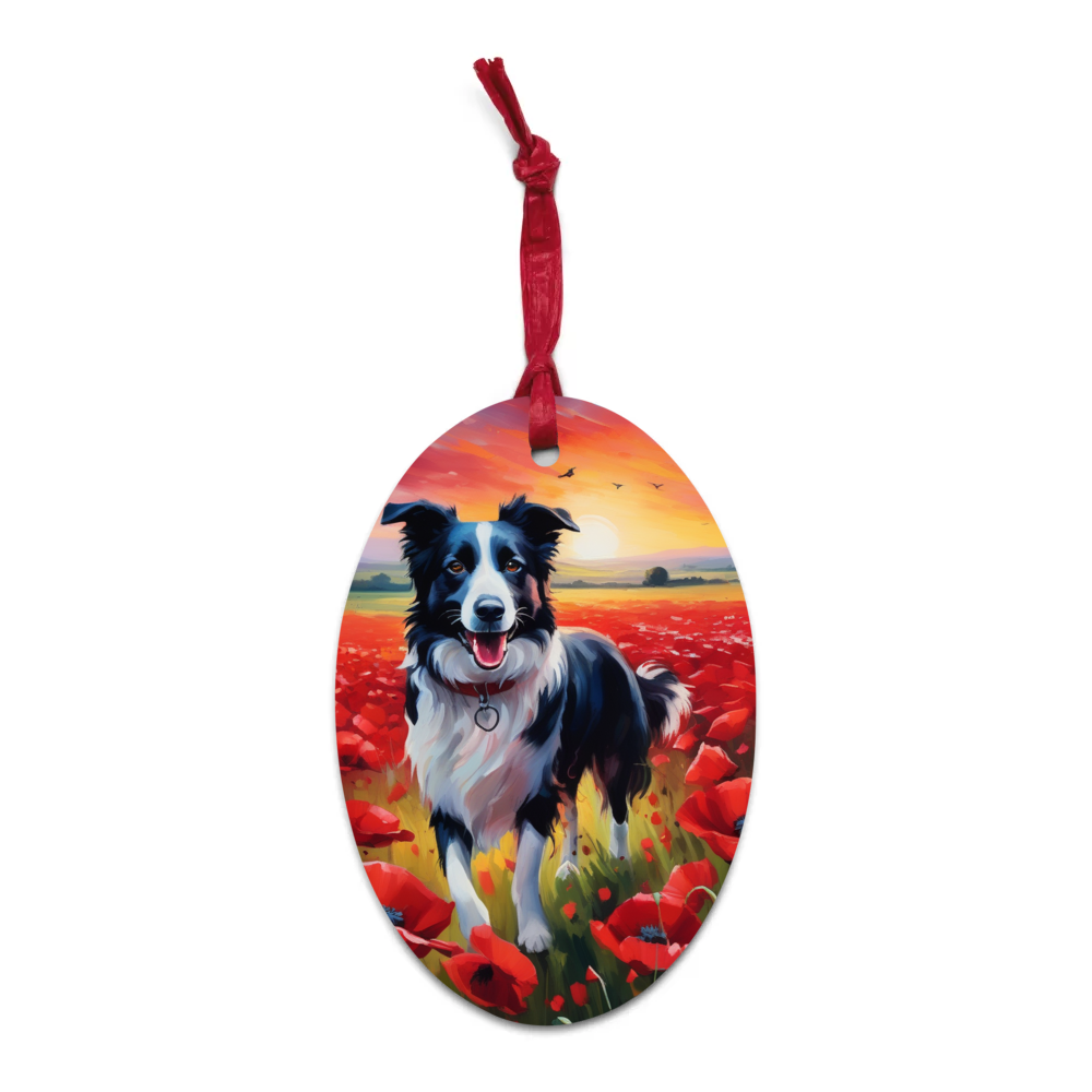 PugMug Custom Border Collie Wooden Ornament