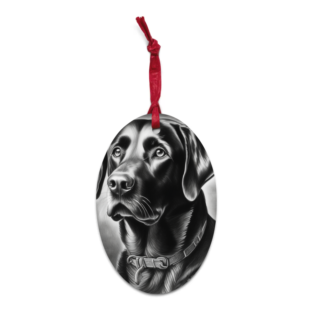 PugMug Custom Black Labrador Retriever Wooden Ornament