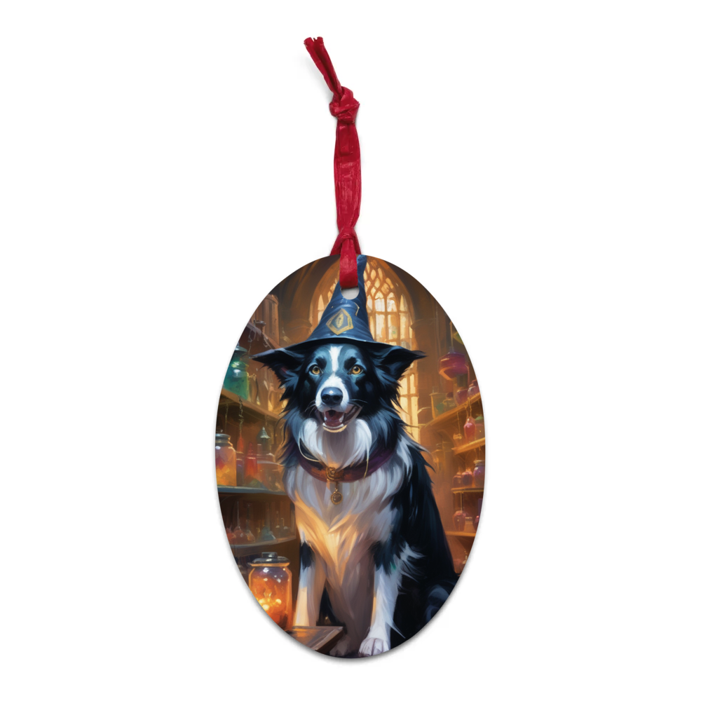 PugMug Custom Border Collie Wooden Ornament