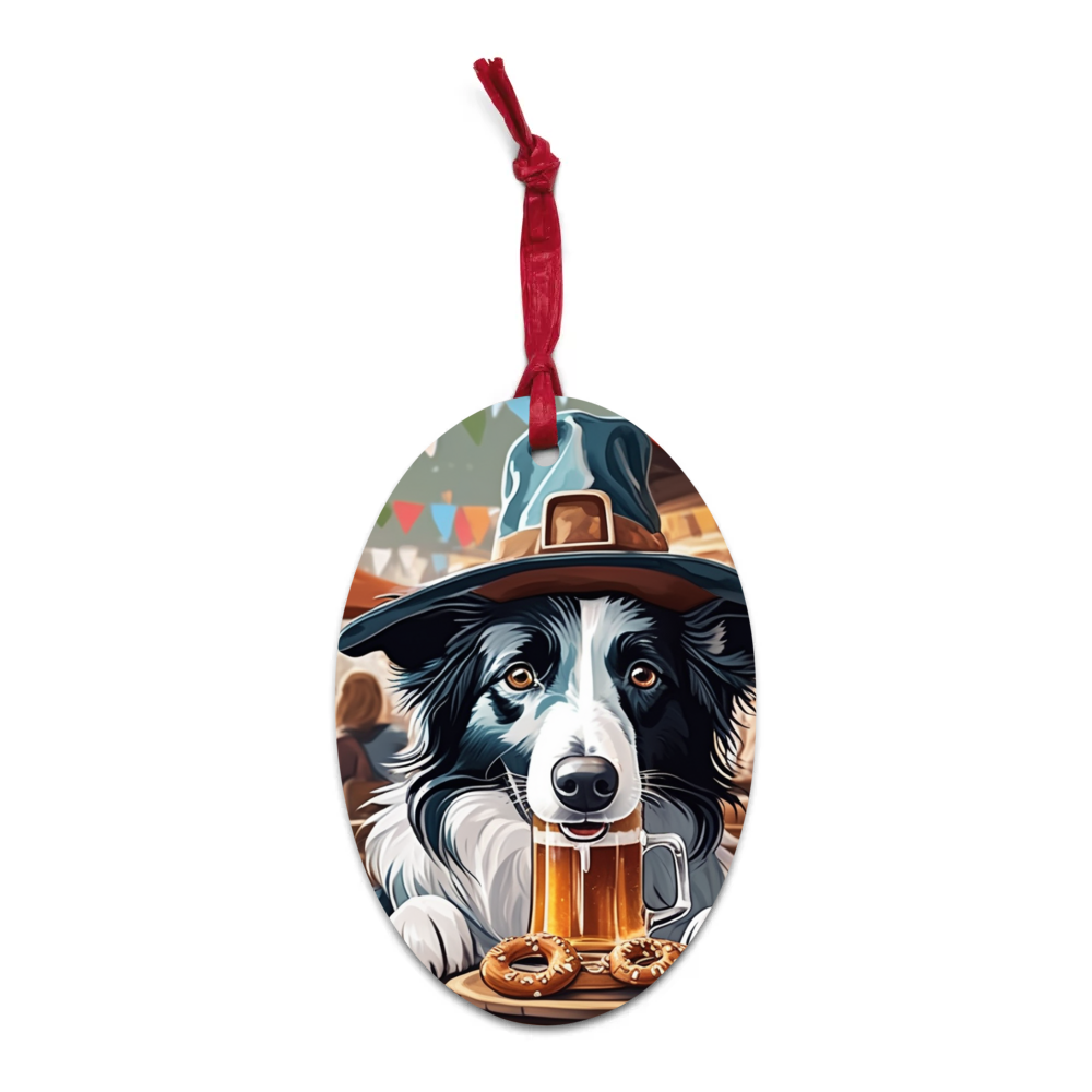 PugMug Custom Border Collie Wooden Ornament