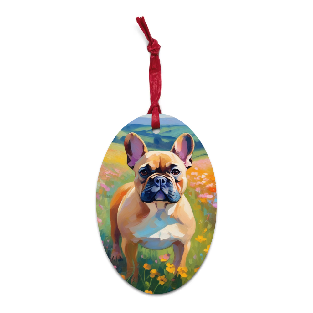 PugMug Custom Tan French Bulldog Wooden Ornament