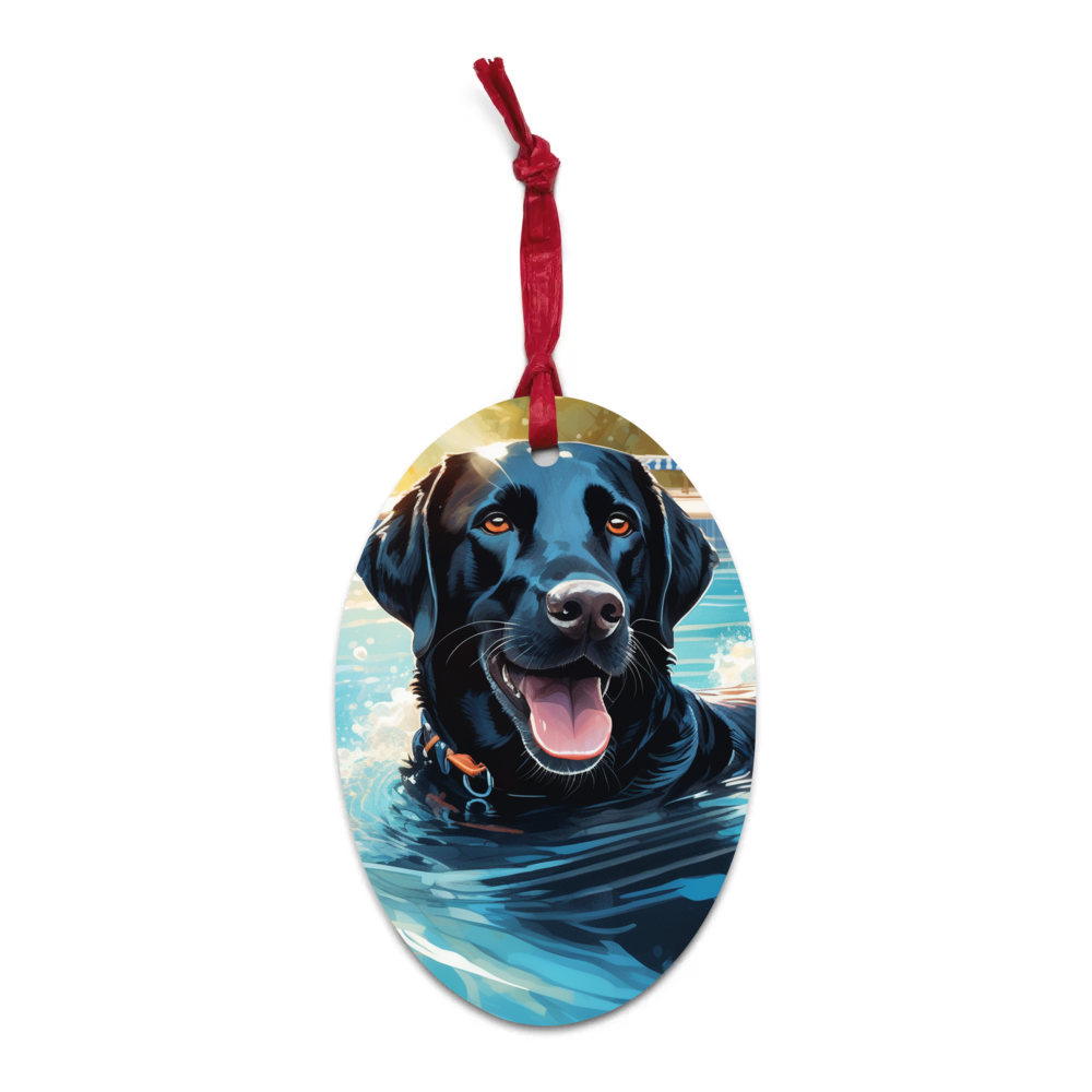 PugMug Custom Black Labrador Retriever Wooden Ornament