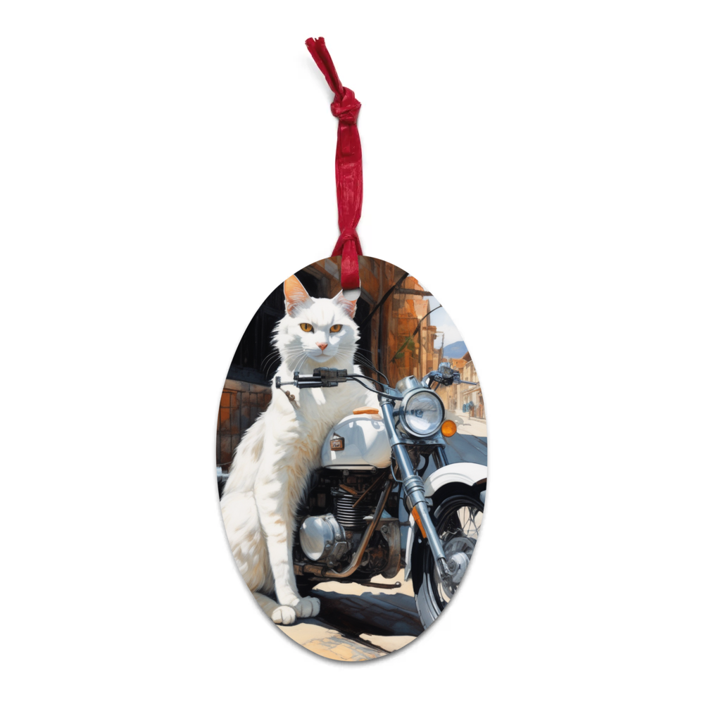 PugMug Custom White Companion Cat Wooden Ornament