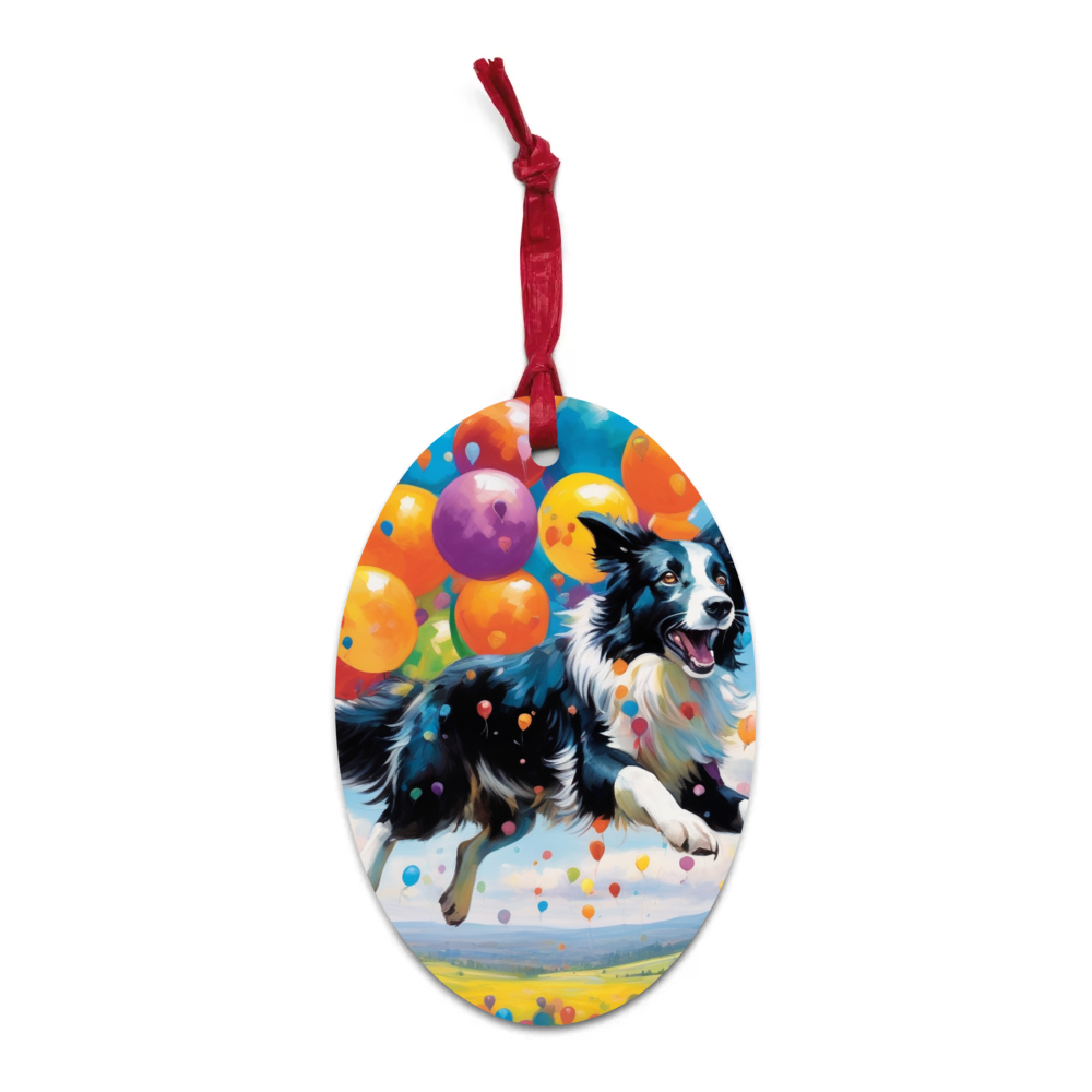 PugMug Custom Border Collie Wooden Ornament