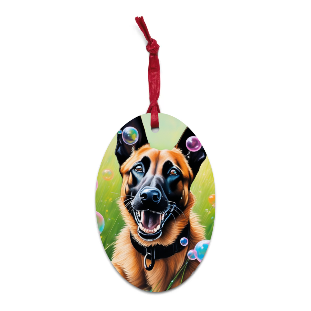 PugMug Custom Belgian Malinois Wooden Ornament