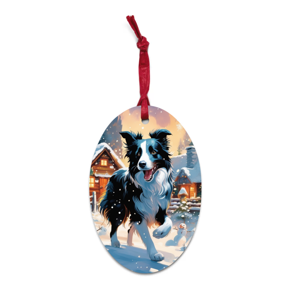 PugMug Custom Border Collie Wooden Ornament